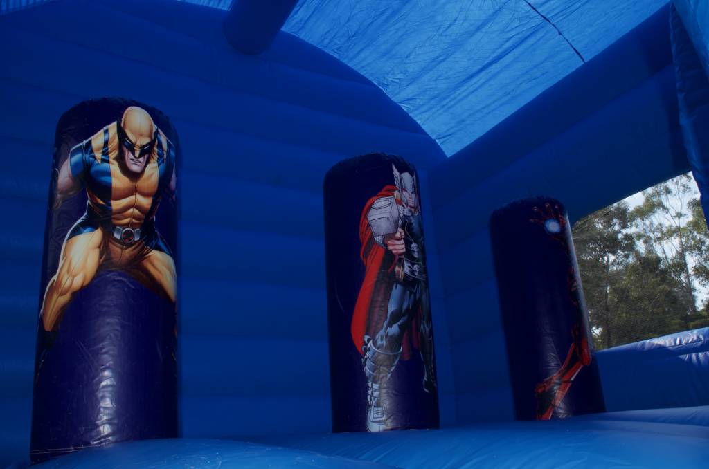 Marvel Superheroes inside jumping castle inflatables