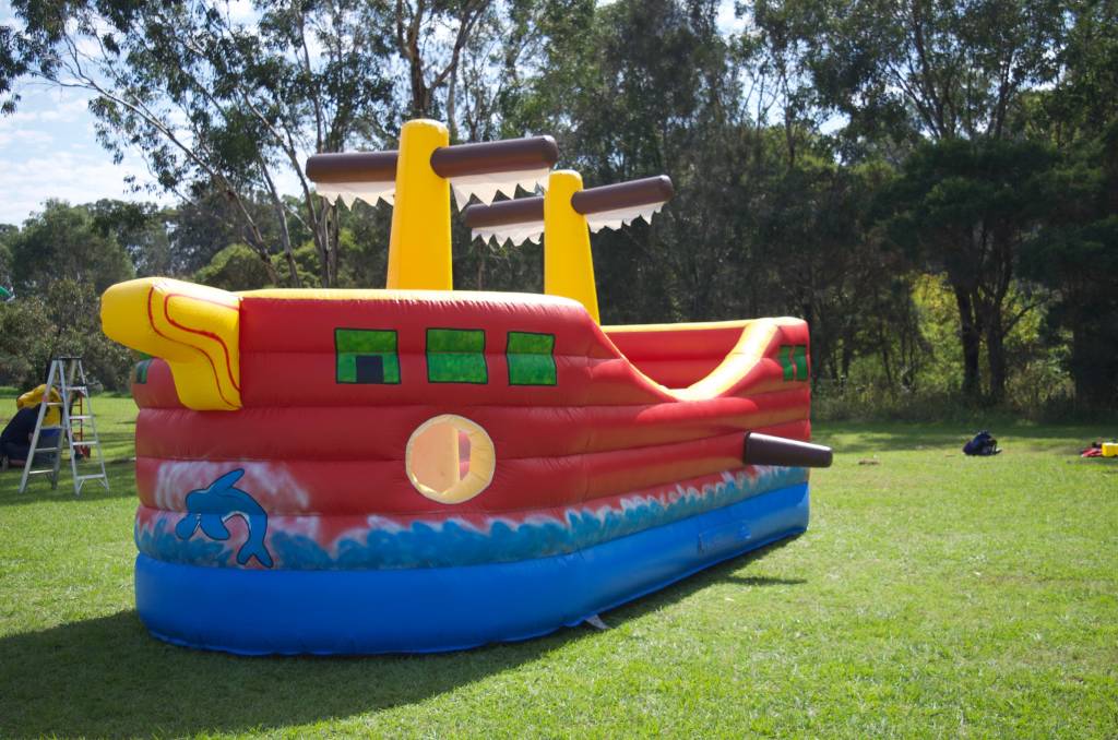 Pirate themed ship jumping castle