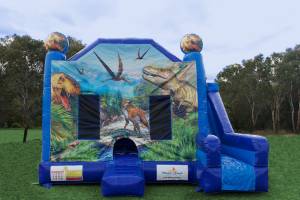 Dinosaur blue themed jumping castle