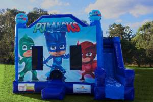 Medium blue PJ Masks castle hire with slide