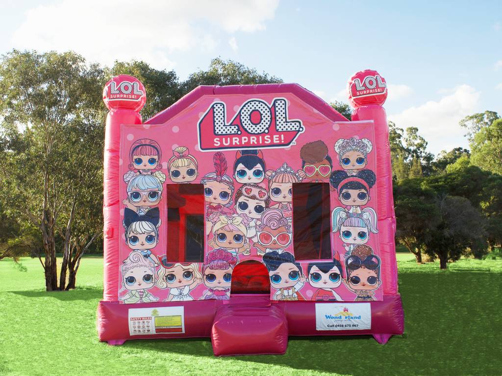 Pink LOL Dolls jumping castle hire