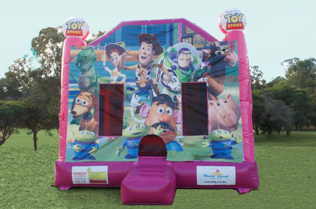 Pink Toy Story jumping castle hire
