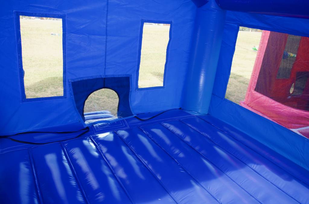 Interior shot of inside blue jumping castle