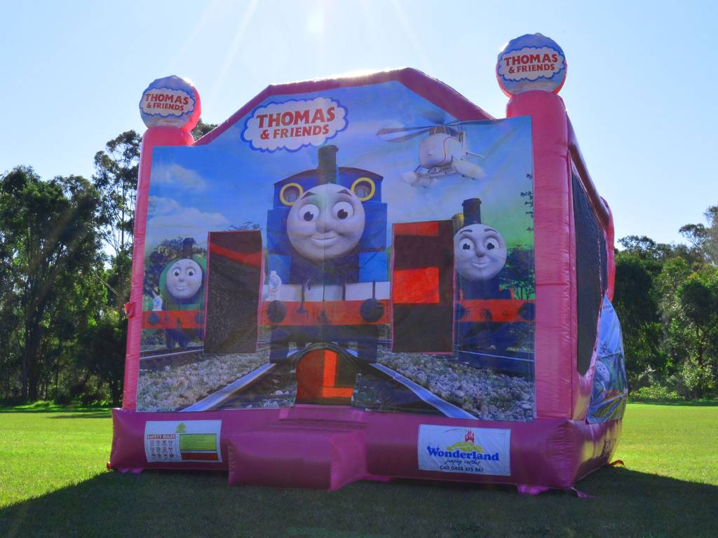 Pink Thomas the Tank Engine jumping castle