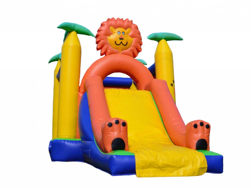 Lion safari themed jumping castle with slide