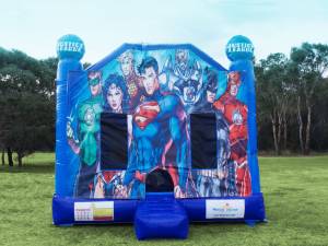 Justice League jumping castle in blue
