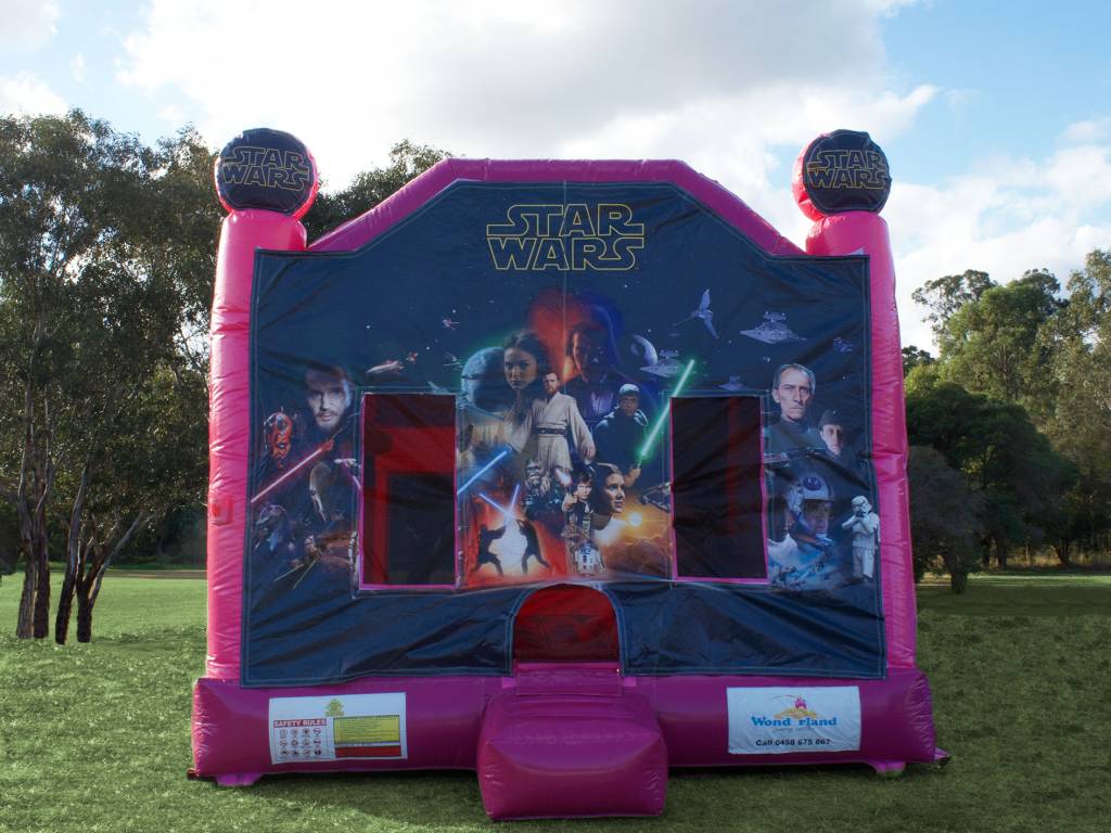 Pink Star Wars jumping castle hire