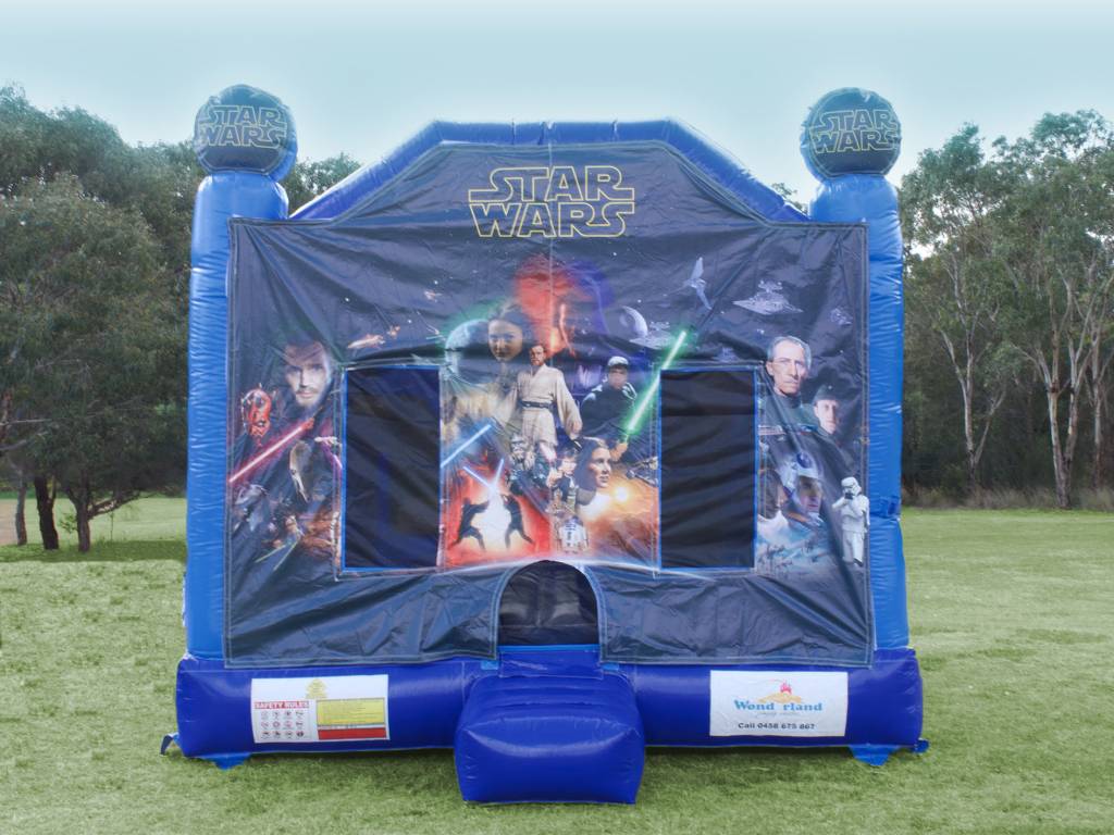 Medium blue Star Wars jumping castle