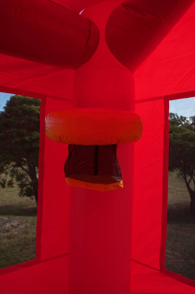 Close up of basketball hoop in jumping castle