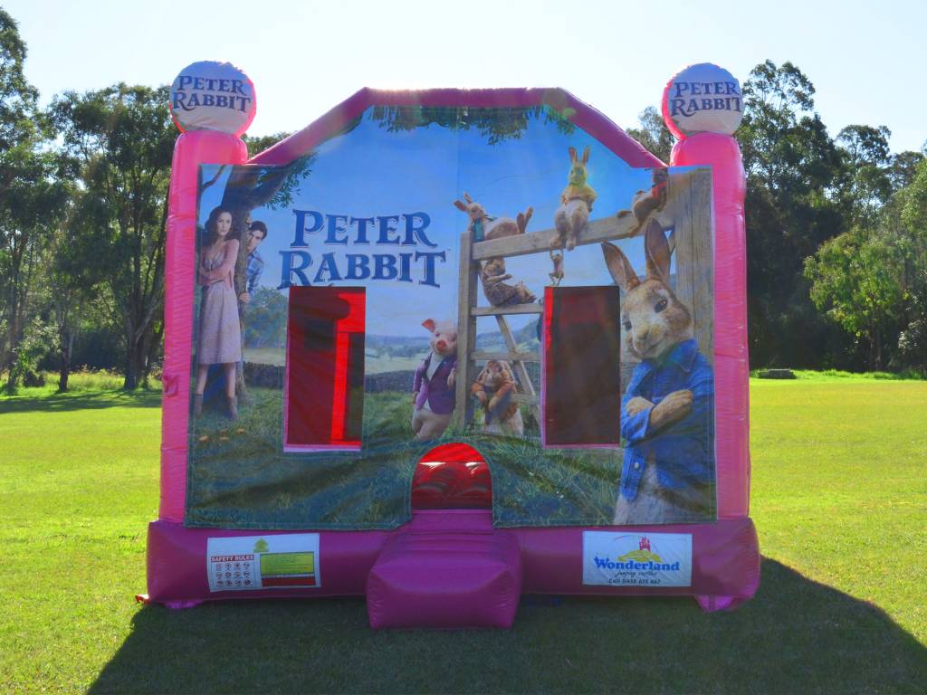 Pink Peter Rabbit jumping castle